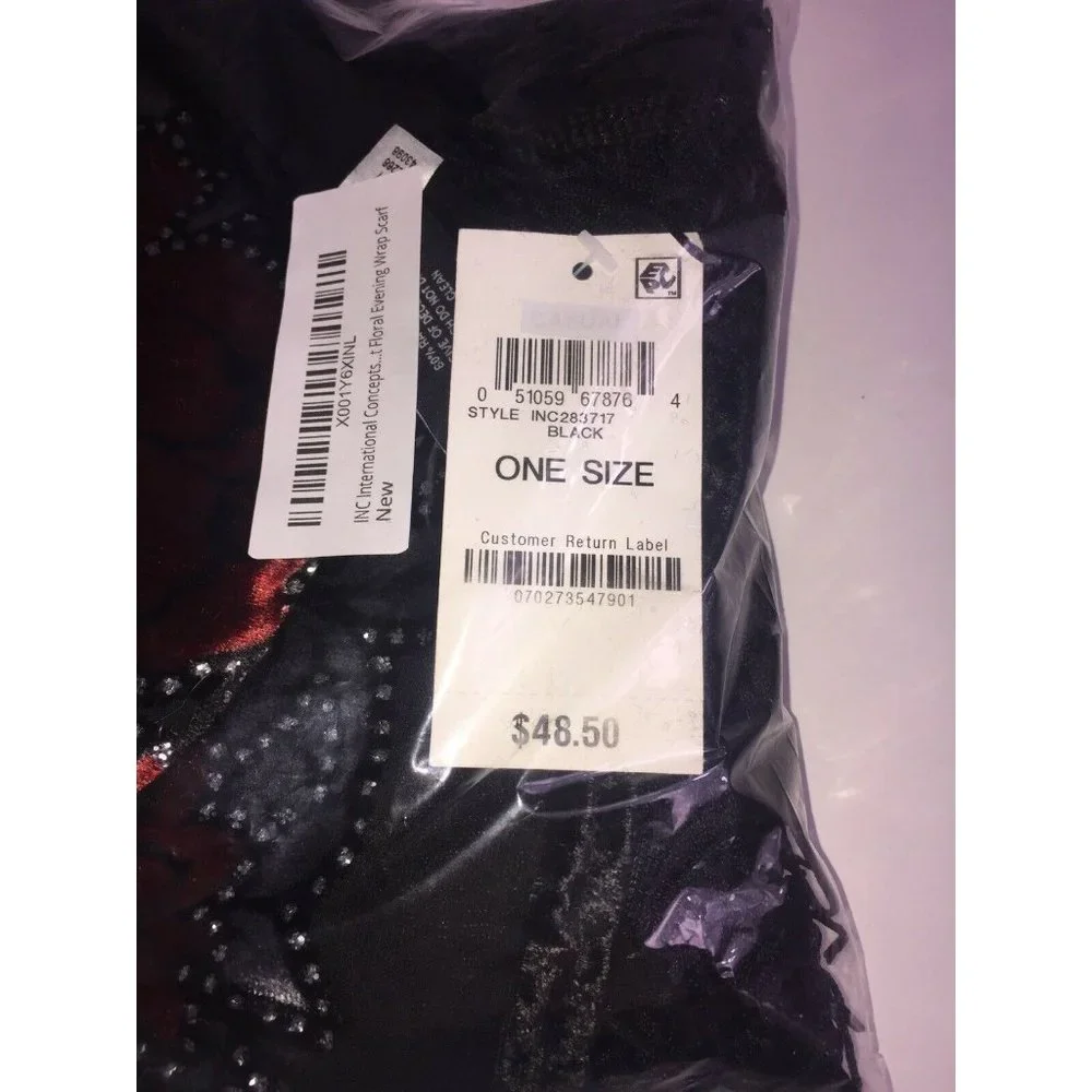 Inc International Concepts Midnight Floral Wrap Retail $48.50